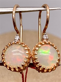 *Серьги Петли Опал Эфиопия цв Красное арт. 24080-137-186 вес 1,6 г - фото 319667