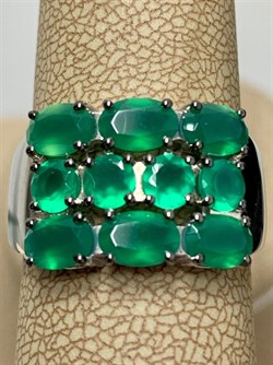 *Кольцо р.18,5 Зеленый Агат арт. К1028Ю/Ag-607/10-423 вес 3,78 г - фото 319732