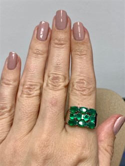 *Кольцо р.18,5 Зеленый Агат арт. К1028Ю/Ag-607/10-423 вес 3,78 г - фото 319733