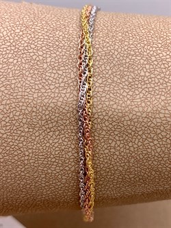 *Браслет р.17+5 Веревка облегченная 3 ряда 3 цвета арт. 1323RYZ9066L17-133, (Вес 2,5 г) - фото 320235 *Браслет р.17+5 Веревка облегченная 3 ряда 3 цвета арт. 1323RYZ9066L17-133, (Вес 2,5 г) - фото 320235