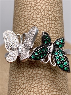 *Кольцо р.18,5 Бабочки Фианит Микс арт. SW-R11046-X-W-Gg-X-X-949 вес 3,5 г - фото 320295