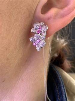 *Серьги Орхидея Розовый Фианит Микро Вставки арт. MP-E01057-X-W-X-X-M6-344 вес 6,1 г - фото 320324