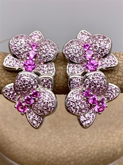 *Серьги Орхидея Розовый Фианит Микро Вставки арт. MP-E01057-X-W-X-X-M6-344 вес 6,1 г - фото 320327