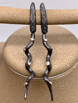 *Серьги Змейки Белый Фианит арт. AY-E084-1-X-BY-X-X-W-685 вес 5,3 г - фото 320332