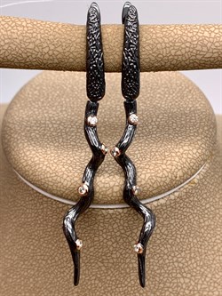 *Серьги Змейки Белый Фианит арт. AY-E084-1-X-BY-X-X-W-685 вес 5,3 г - фото 320334