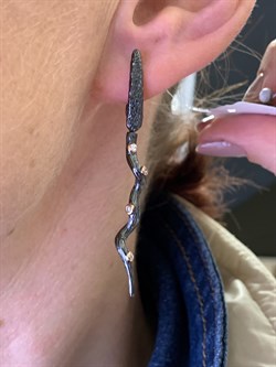 *Серьги Змейки Белый Фианит арт. AY-E084-1-X-BY-X-X-W-685 вес 5,3 г - фото 320336