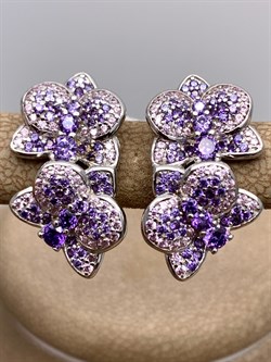 *Серьги Орхидея Сиреневый Фианит Микс Микро Вставки арт. MP-E1057-1-X-W-X-X-M2-232 вес 6,1 г - фото 320352 *Серьги Орхидея Сиреневый Фианит Микс Микро Вставки арт. MP-E1057-1-X-W-X-X-M2-232 вес 6,1 г - фото 320352