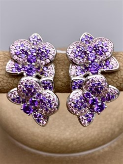 *Серьги Орхидея Сиреневый Фианит Микс Микро Вставки арт. MP-E1057-1-X-W-X-X-M2-232 вес 6,1 г - фото 320353 *Серьги Орхидея Сиреневый Фианит Микс Микро Вставки арт. MP-E1057-1-X-W-X-X-M2-232 вес 6,1 г - фото 320353