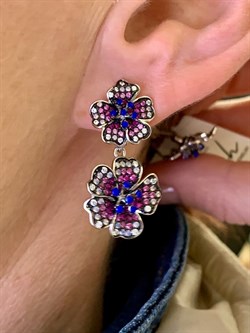 *Серьги Васильки Фианит Микс Микро Вставки арт. CZ-E00858-3-X-WB-MIX3-X-X-546 вес 7,05 г - фото 320360 *Серьги Васильки Фианит Микс Микро Вставки арт. CZ-E00858-3-X-WB-MIX3-X-X-546 вес 7,05 г - фото 320360