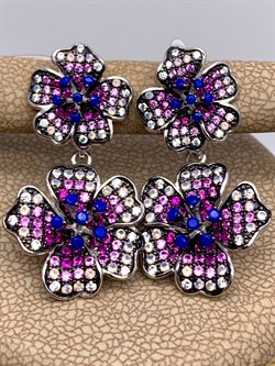 *Серьги Васильки Фианит Микс Микро Вставки арт. CZ-E00858-3-X-WB-MIX3-X-X-546 вес 7,05 г - фото 320362 *Серьги Васильки Фианит Микс Микро Вставки арт. CZ-E00858-3-X-WB-MIX3-X-X-546 вес 7,05 г - фото 320362