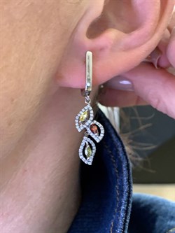 *Серьги Фианит Микс арт. AS-E00250-X-W-R-X-W-399 вес 4,6 г - фото 320414