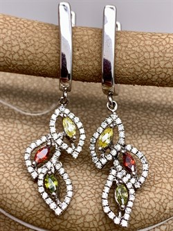 *Серьги Фианит Микс арт. AS-E00250-X-W-R-X-W-399 вес 4,6 г - фото 320415