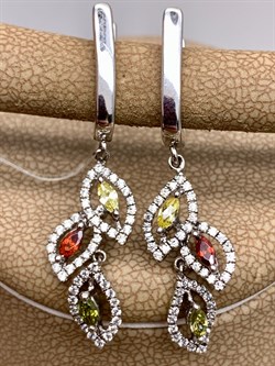 *Серьги Фианит Микс арт. AS-E00250-X-W-R-X-W-399 вес 4,6 г - фото 320417