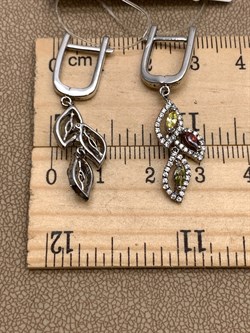 *Серьги Фианит Микс арт. AS-E00250-X-W-R-X-W-399 вес 4,6 г - фото 320418