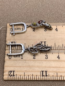 *Серьги Фианит Микс арт. AS-E00250-X-W-R-X-W-399 вес 4,6 г - фото 320420