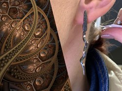 *Серьги Змейки Белый Фианит арт. AY-E084-1-X-BY-X-X-W-685 вес 5,3 г - фото 320501