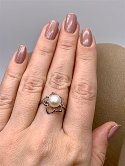 *Кольцо р.17,5 Белый Жемчуг д.8,*8,5мм арт. 1.0327.0.b-948 Вес 1,92 г - фото 320511