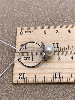 *Кольцо р.17,5 Белый Жемчуг д.8,*8,5мм арт. 1.0327.0.b-948 Вес 1,92 г - фото 320514