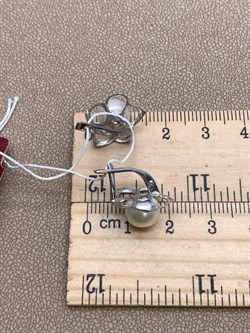 *Серьги Белый Жемчуг д.8,*8,5мм арт. 2.0327.0.b-955 Вес 3,18 г - фото 320520