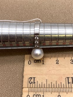 *Кольцо р.18 Белый Жемчуг д.8,5*9мм арт. 1.0318.0.b-759 Вес 3,17 г - фото 320523