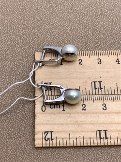 *Серьги Белый Жемчуг д.7,5*8мм арт. 2.0318.0.b-781 Вес 4,17 г - фото 320539 *Серьги Белый Жемчуг д.7,5*8мм арт. 2.0318.0.b-781 Вес 4,17 г - фото 320539