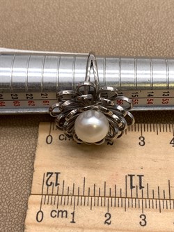 *Кольцо р.18,5 Белый Жемчуг д.10*10,5мм арт. 1.0325.0.b-096 Вес 6,29 г - фото 320619