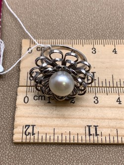 *Кольцо р.18,5 Белый Жемчуг д.10*10,5мм арт. 1.0325.0.b-096 Вес 6,29 г - фото 320626