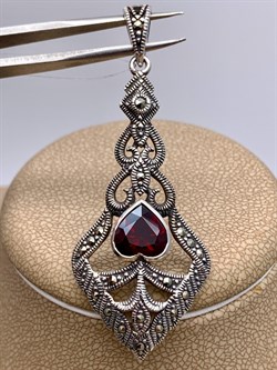 *Подвеска Марказит Гранат Пироп арт. П 201-437 вес 5 г - фото 321847