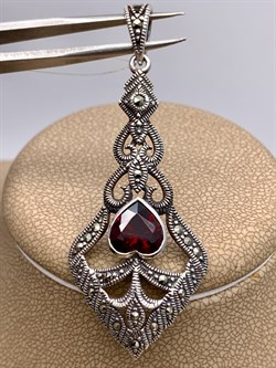 *Подвеска Марказит Гранат Пироп арт. П 201-437 вес 5 г - фото 321849