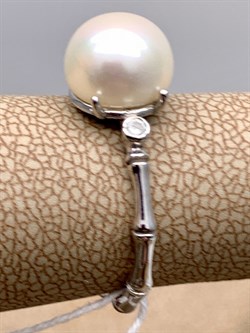 *Кольцо р.17 Белый Жемчуг д.9*9,5мм арт. 1.0469.0.b-414 Вес 2,68 г - фото 322107