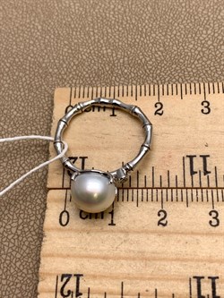 *Кольцо р.17 Белый Жемчуг д.9*9,5мм арт. 1.0469.0.b-414 Вес 2,68 г - фото 322111