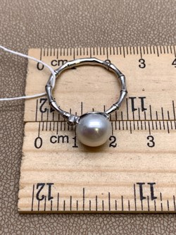 *Кольцо р.18,5 Белый Жемчуг д.9*9,5мм арт. 1.0469.0.b-476 Вес 2,83 г - фото 322121