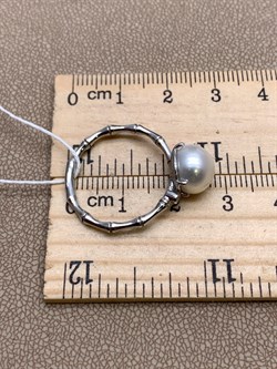 *Кольцо р.18,5 Белый Жемчуг д.9*9,5мм арт. 1.0469.0.b-476 Вес 2,83 г - фото 322122