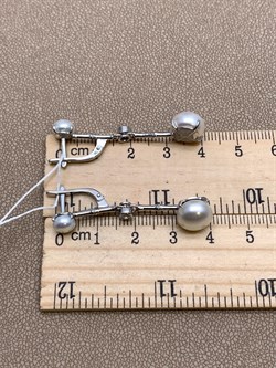 *Серьги Белый Жемчуг д.6*6,5 д.9*9,5мм арт. 2.0469.0.b-599 Вес 6,27 г - фото 322185 *Серьги Белый Жемчуг д.6*6,5 д.9*9,5мм арт. 2.0469.0.b-599 Вес 6,27 г - фото 322185