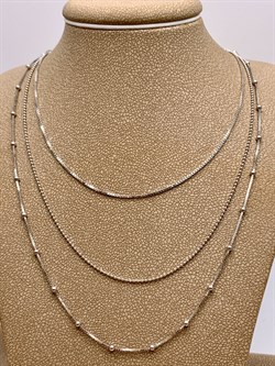 *Колье р.40-45 Фантазия 3 ряда Коробочка Перлина Коробочка с шариками арт. 0323R006L40+278, (Вес 5,27 г) - фото 322490