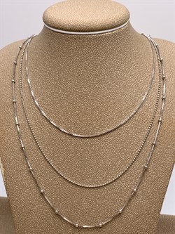 *Колье р.40-45 Фантазия 3 ряда Коробочка Перлина Коробочка с шариками арт. 0323R006L40+278, (Вес 5,27 г) - фото 322491