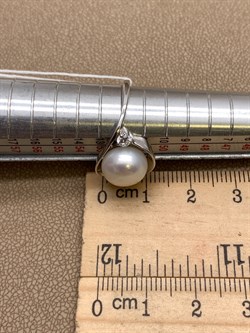 *Кольцо р.16 Белый Жемчуг д.9,5*10мм арт. 1.0639.0.b-161 Вес 3,76 г - фото 322961