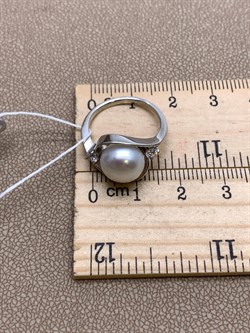 *Кольцо р.16 Белый Жемчуг д.9,5*10мм арт. 1.0639.0.b-161 Вес 3,76 г - фото 322969