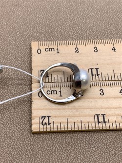 *Кольцо р.16 Белый Жемчуг д.9,5*10мм арт. 1.0639.0.b-161 Вес 3,76 г - фото 322970