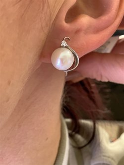 *Серьги Белый Жемчуг д.9,5*10мм арт. 2.0639.0.b-178 Вес 4,5 г - фото 322974 *Серьги Белый Жемчуг д.9,5*10мм арт. 2.0639.0.b-178 Вес 4,5 г - фото 322974