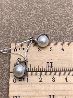 *Серьги Белый Жемчуг д.9,5*10мм арт. 2.0639.0.b-178 Вес 4,5 г - фото 322976 *Серьги Белый Жемчуг д.9,5*10мм арт. 2.0639.0.b-178 Вес 4,5 г - фото 322976