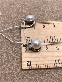 *Серьги Белый Жемчуг д.9,5*10мм арт. 2.0639.0.b-178 Вес 4,5 г - фото 322977 *Серьги Белый Жемчуг д.9,5*10мм арт. 2.0639.0.b-178 Вес 4,5 г - фото 322977