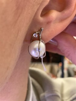 *Серьги Белый Жемчуг д.10*10,5мм арт. 2.0422.0.b-043 Вес 5,44 г - фото 322998 *Серьги Белый Жемчуг д.10*10,5мм арт. 2.0422.0.b-043 Вес 5,44 г - фото 322998