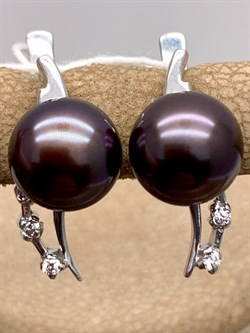 *Серьги Черный Жемчуг д.8,5*9мм арт. 2.0394.0.b-322 Вес 4,14 г - фото 323280