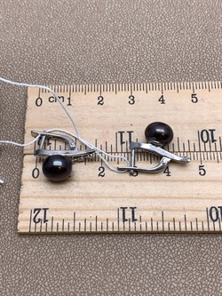 *Серьги Черный Жемчуг д.8,5*9мм арт. 2.0394.0.b-322 Вес 4,14 г - фото 323283