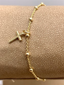 *Браслет р.18 Розарий с подвеской Роло гладкая шарики арт. 0300Y16691L18-704, (Вес 1,7 г) - фото 323370