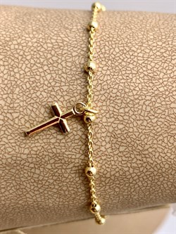 *Браслет р.18 Розарий с подвеской Роло гладкая шарики арт. 0300Y16691L18-704, (Вес 1,7 г) - фото 323371