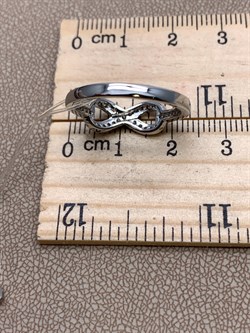 *Кольцо р.18 Бесконечность Белый Фианит Микро Вставки арт. CZ-R02233-X-W-X-X-W-18-239 вес 2,3 г - фото 323502