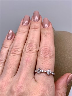 *Кольцо р.17,5 Веточки Белый Фианит Микро Вставки арт. CZ-R01015-X-W-X-X-W-605 вес 1,68 г - фото 323522