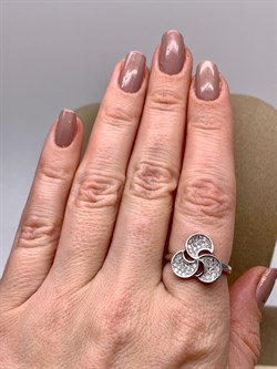 *Кольцо р.17 Белый Фианит Микро Встави арт. MP-R90002-X-W-X-X-W-17-886 вес 3,5 г - фото 323769